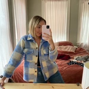 Nasty Gal Baby Blue Shirt Jacket